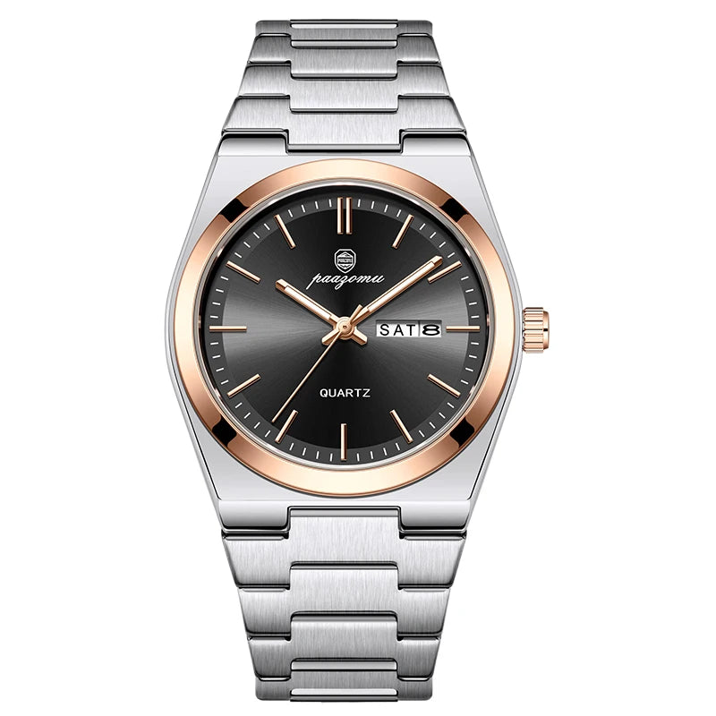 PAAZOMU Luxury Quartz Man Wristwatch Sport Men Watches Waterproof Luminous Date Week Stainless Steel Men's Watch Male Reloj+box
