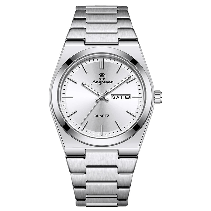 PAAZOMU Luxury Quartz Man Wristwatch Sport Men Watches Waterproof Luminous Date Week Stainless Steel Men's Watch Male Reloj+box