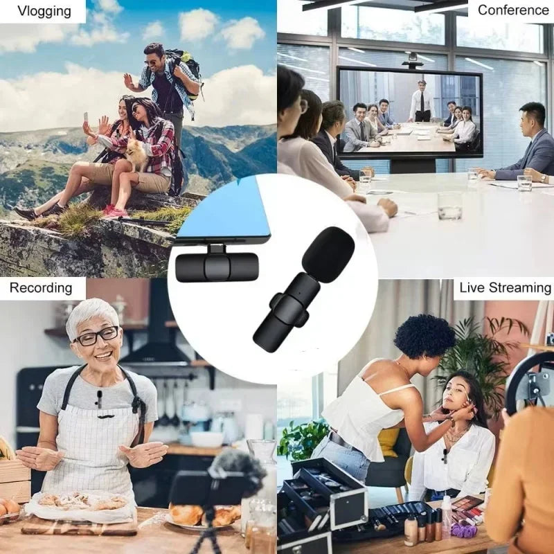 Lenovo New Wireless Lavalier Microphone Portable Audio Video Recording Mini Mic For Android IPhone Live Broadcast Gaming Phone