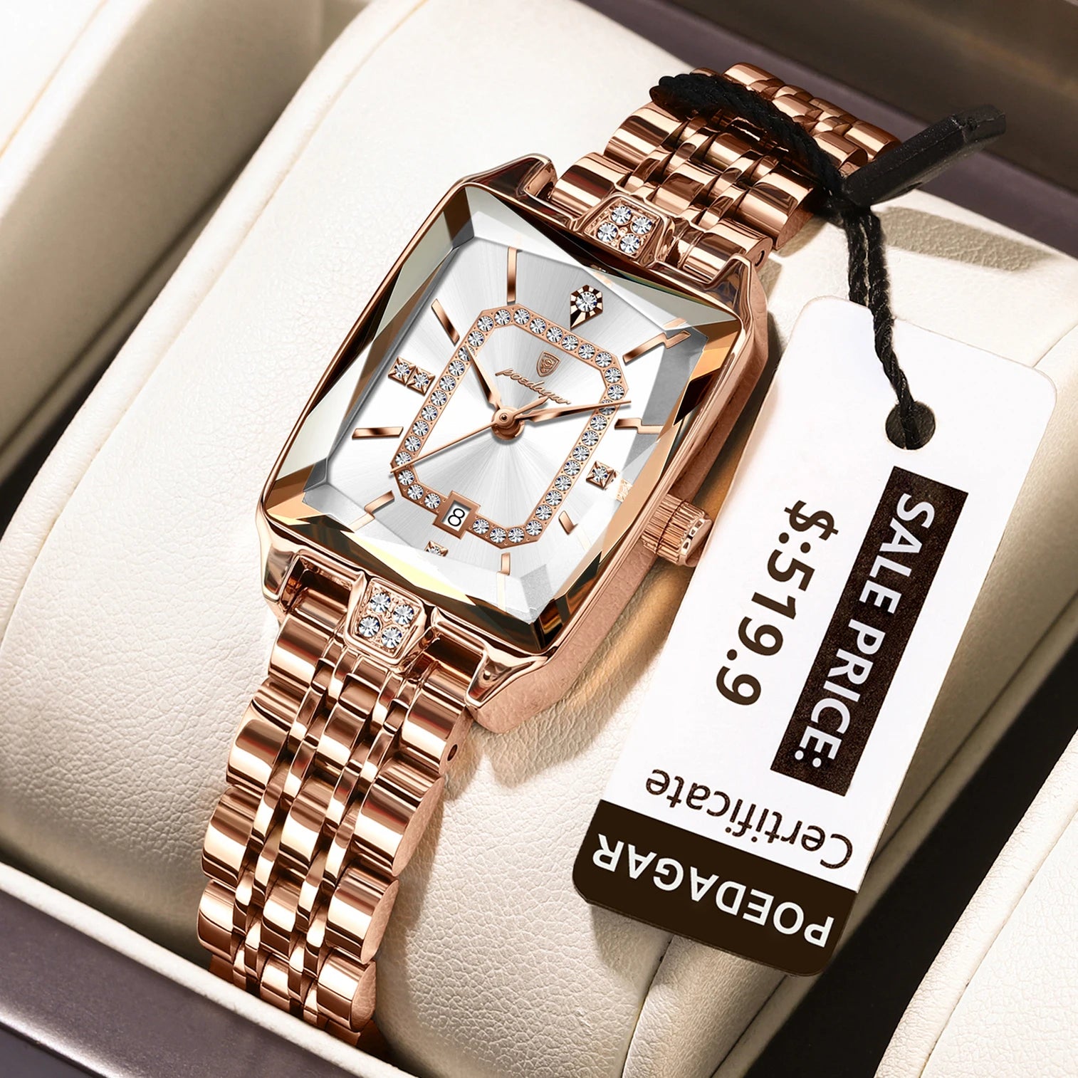 POEDAGAR Luxury Watch For Woman Waterproof Calendar High Quality Ladies Watch Stainless Steel Quartz Women's Watches Elegant+Box