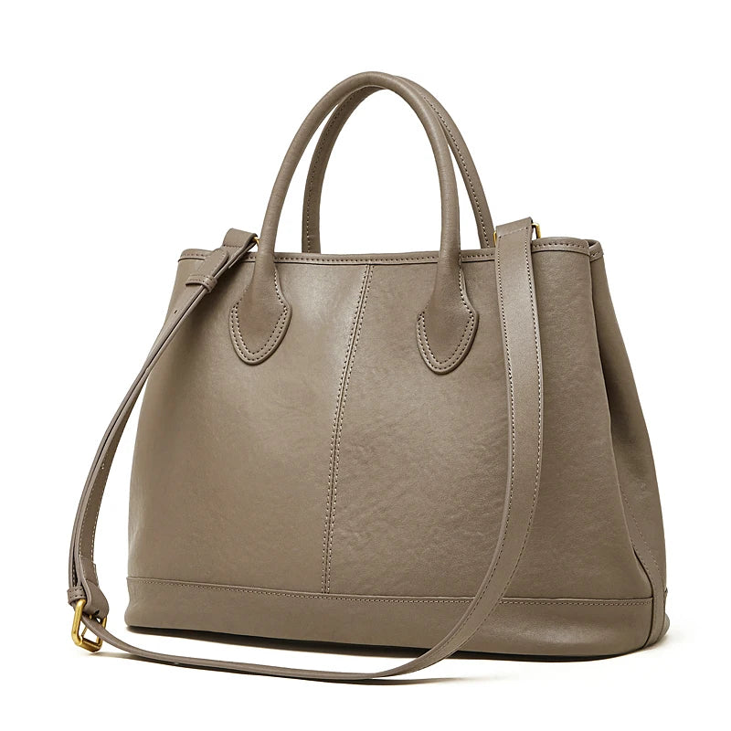 Hifashion Vintage Genuine Leather Handbags For Women 2026 Luxury Designer Shopping Totes Office Ladies Shoulder Crossbody Bags