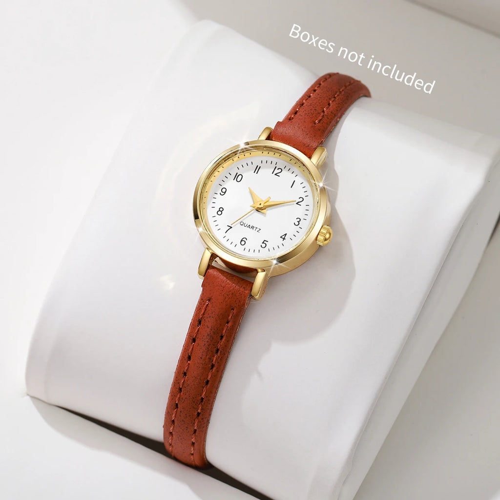 Fashion  Small Dial Women's Quartz Watch Ladies Leather Strap Wrist Watches Reloj Mujer（Without Box）