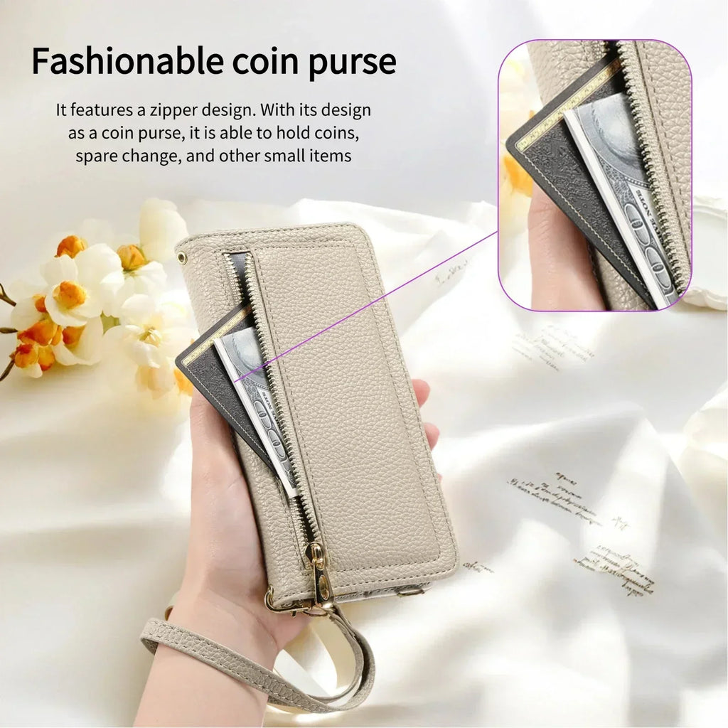 Leather Wallet Case Crossbody Phone Pouch with Multiple Card Slots for IPhone 17 16e 15 Plus 14 13 12 11 Xs Max Pro Case
