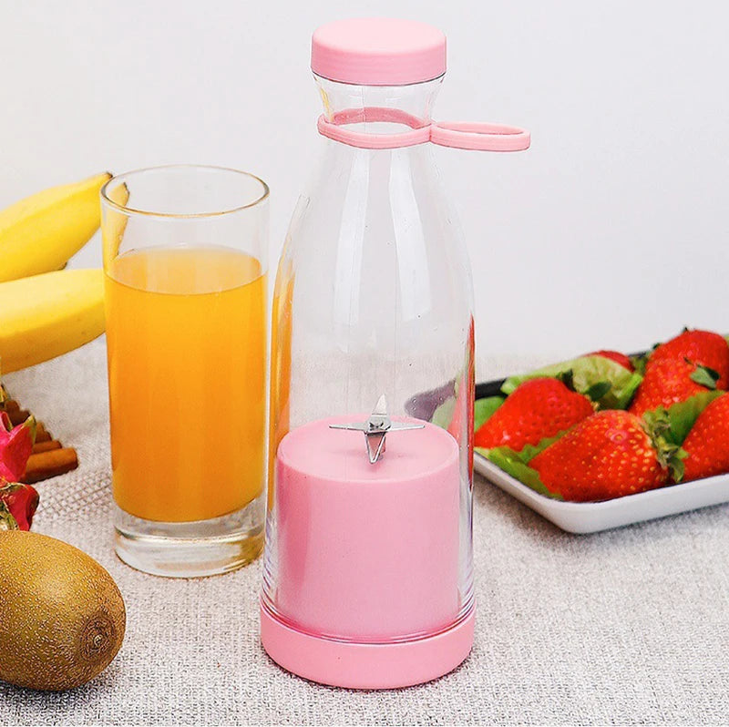 420ml Wine Bottle Electric Juicer Mini Portable Blender Fruit Mixers 6 Blades Charging Juicer Cup Small Household Juicer Blender