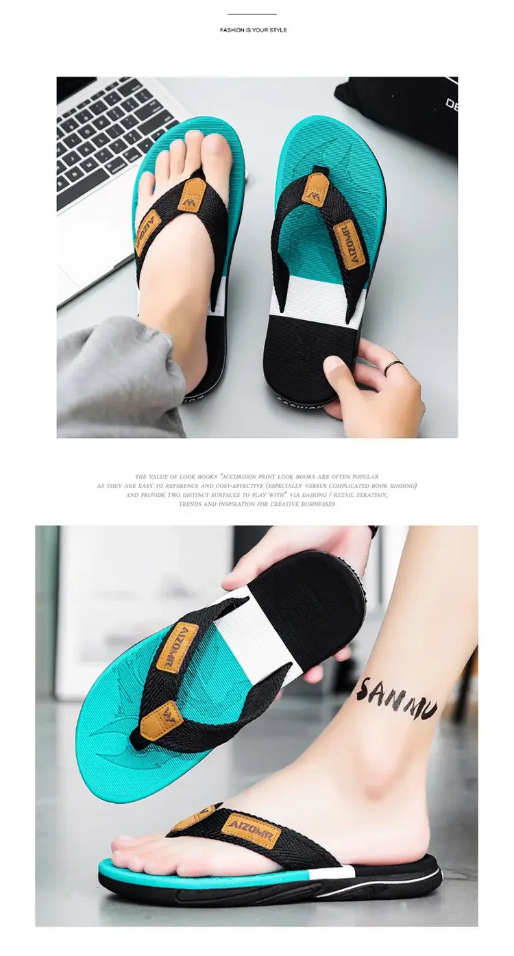 Man House Flip Flops Summer Breathable Beach Shoes EVA Slippers Sandals Men Luxury Flip Flops Soft Slippers Home Clogs Slides