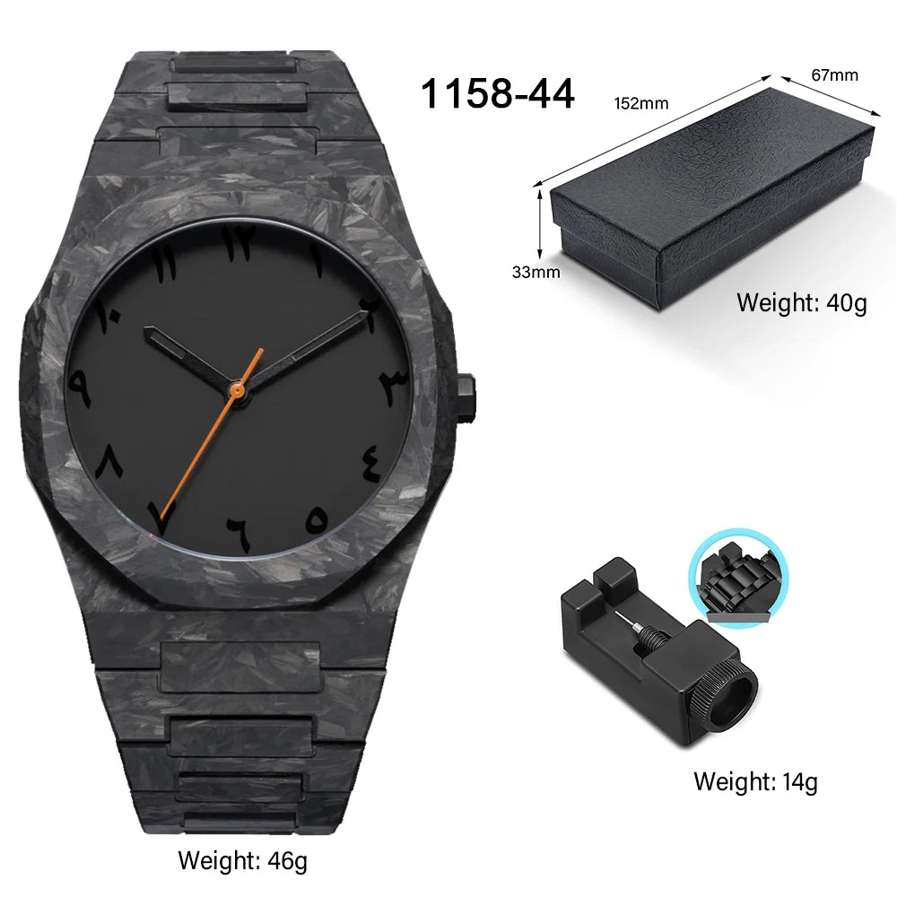 New Trend Fashion Classic Middle East Arabic Numeral Dial Quartz Watch Black Polycarbonate Marble Design Quartz Men's Watch