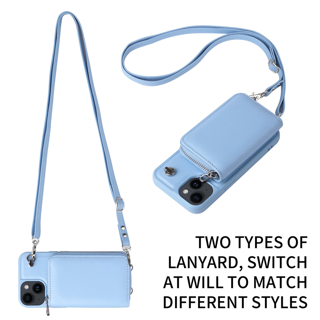 Crossbody Zipper Cards Solt Wallet Leather Case Bag For iPhone 15 Pro MAX 14 Plus 13 12 11 Lanyard Detachable Purse Pouch Cover