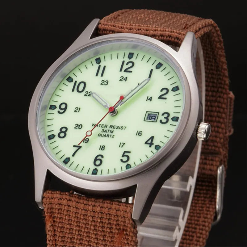 Boys Brand Cheap Watches Men Fashion Casual Nylon Band Sports Army Gifts Date Quartz Wrist Watch Fluorescent Relogio Masculino