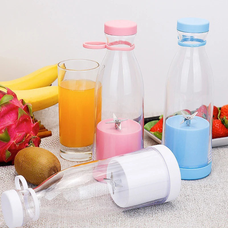 420ml Wine Bottle Electric Juicer Mini Portable Blender Fruit Mixers 6 Blades Charging Juicer Cup Small Household Juicer Blender
