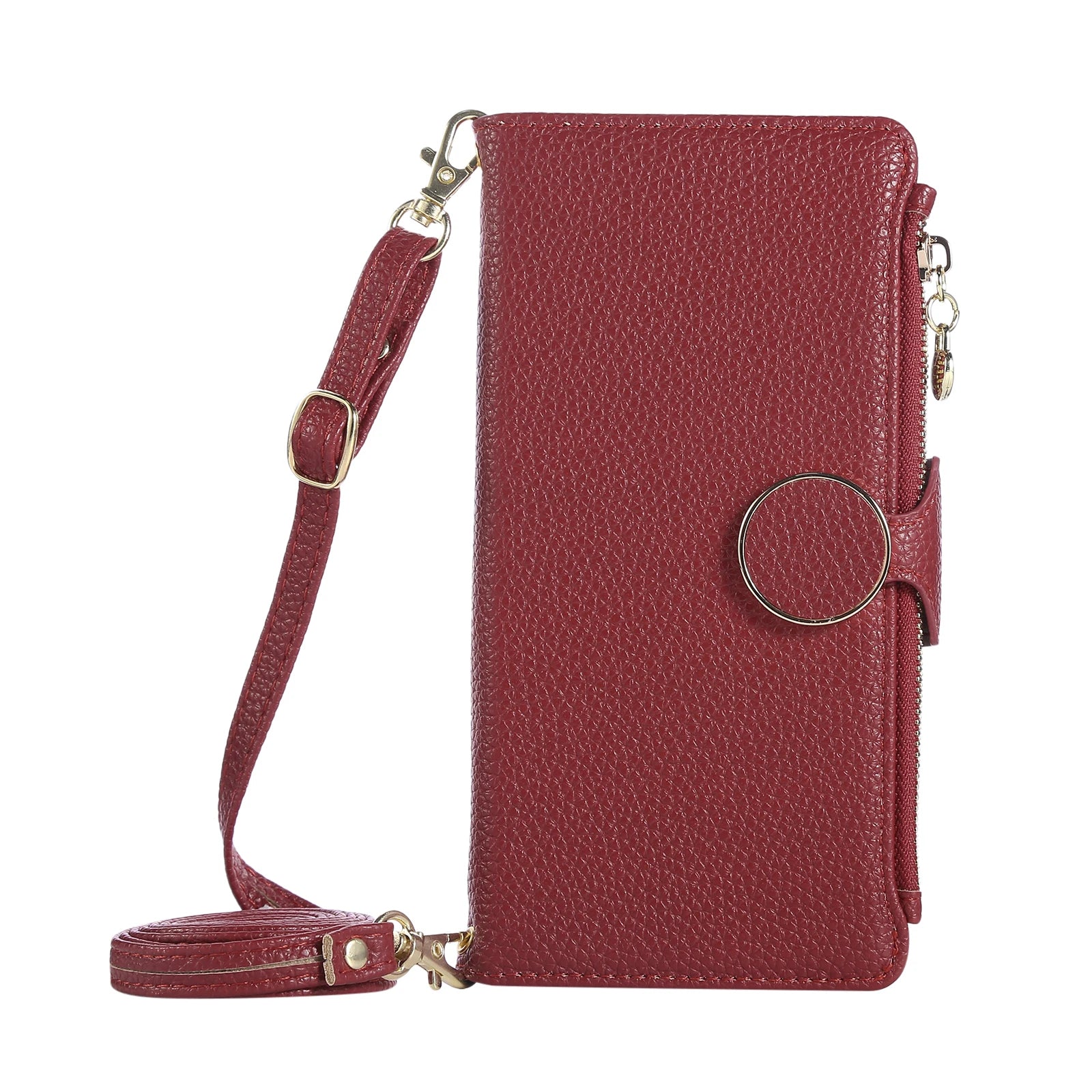Crossbody Zipper Cards Holder Leather Wallet Book Case For iPhone 16 Pro Max 15 Plus 14 13 12 17 16E XS Long Lanyard Bag Cover