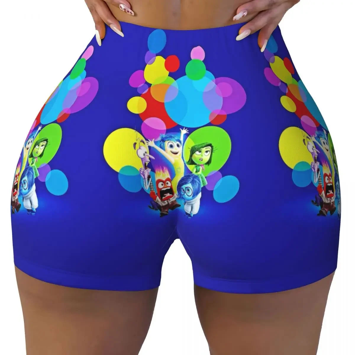 Custom Inside Out Anxiety This Is Fine Workout Volleyball Biker Shorts Women's Gym Yoga Shorts