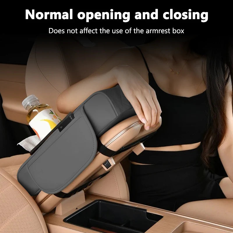 Car Armrest Storage Box, Car Center Console Organizer, Armrest Heightening Cushion with Cup Holder Armrest Storage Organizer Box