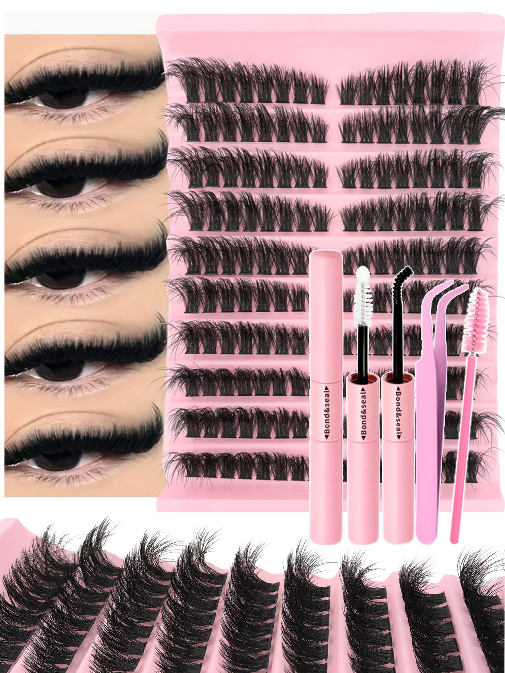 Eyelash Kit Eyelash Extension Kit 10-18mm Natural Fluffy False eyelash Eyelash Lash Clusters Set Bond And Seal Makeup