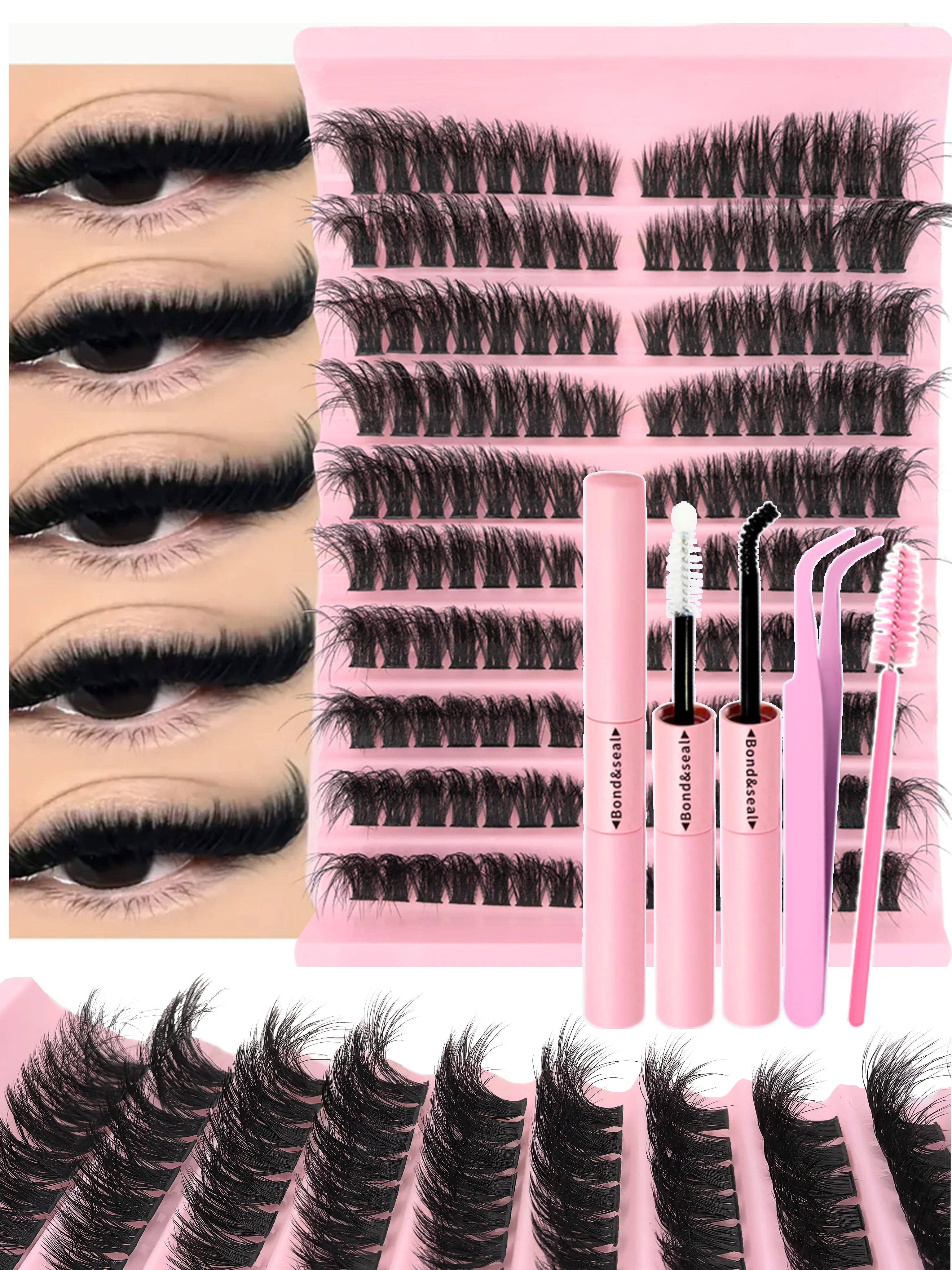 Eyelash Kit Eyelash Extension Kit 10-18mm Natural Fluffy False eyelash Eyelash Lash Clusters Set Bond And Seal Makeup