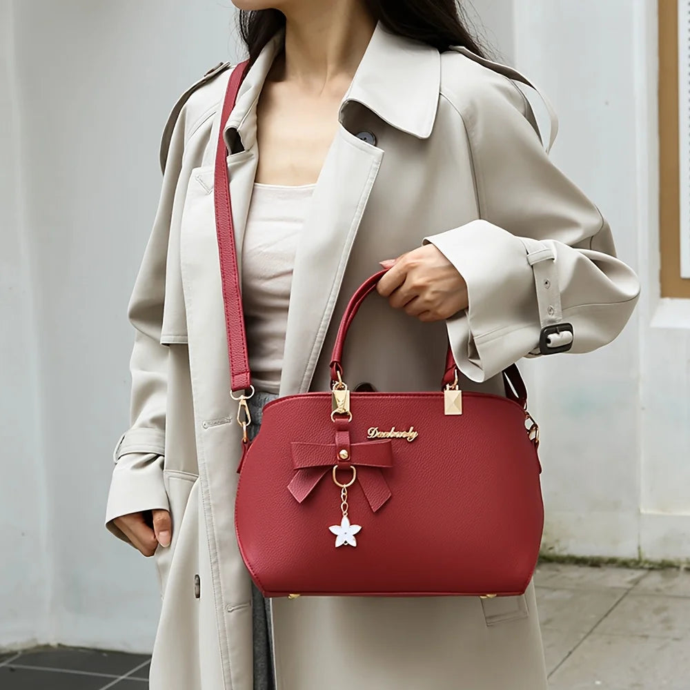 Elegant Shoulder Bag with Bowknot Decoration, Multiple Compartments, Fashion Handbag, Suitable for Work, Party, and Daily Use