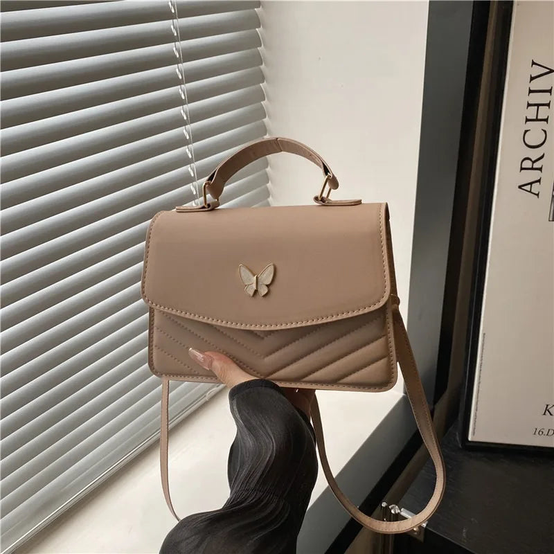 Lucky butterfly bag women's new fashion solid color simple texture trend beautiful casual shoulder messenger bag portable small