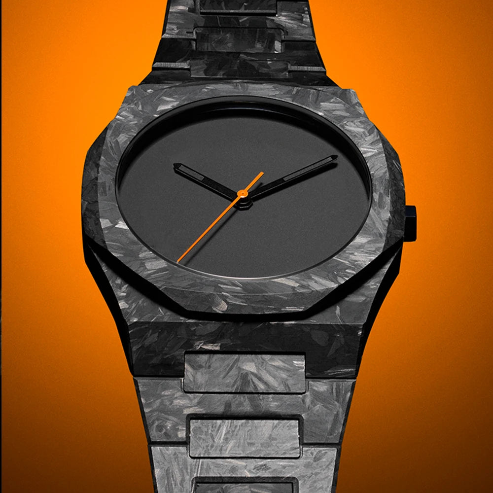 New Trend Fashion Classic Middle East Arabic Numeral Dial Quartz Watch Black Polycarbonate Marble Design Quartz Men's Watch