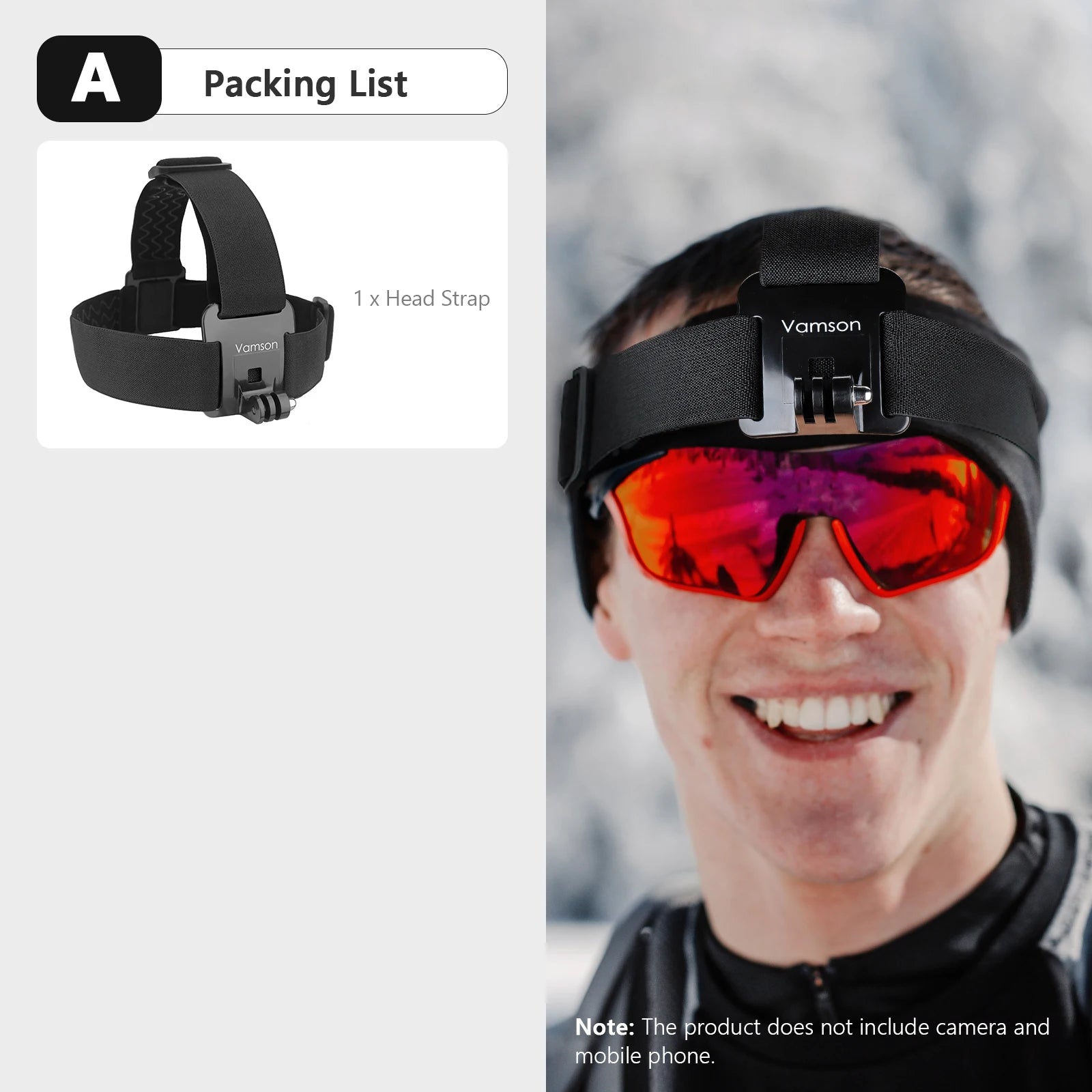 Vamson Head Strap for Gopro Hero 10 9 8 7 6 Camera Accessories Mobile Phone Clip Fix for iPhone 13 12 11 Xiaomi Samsung Huawei