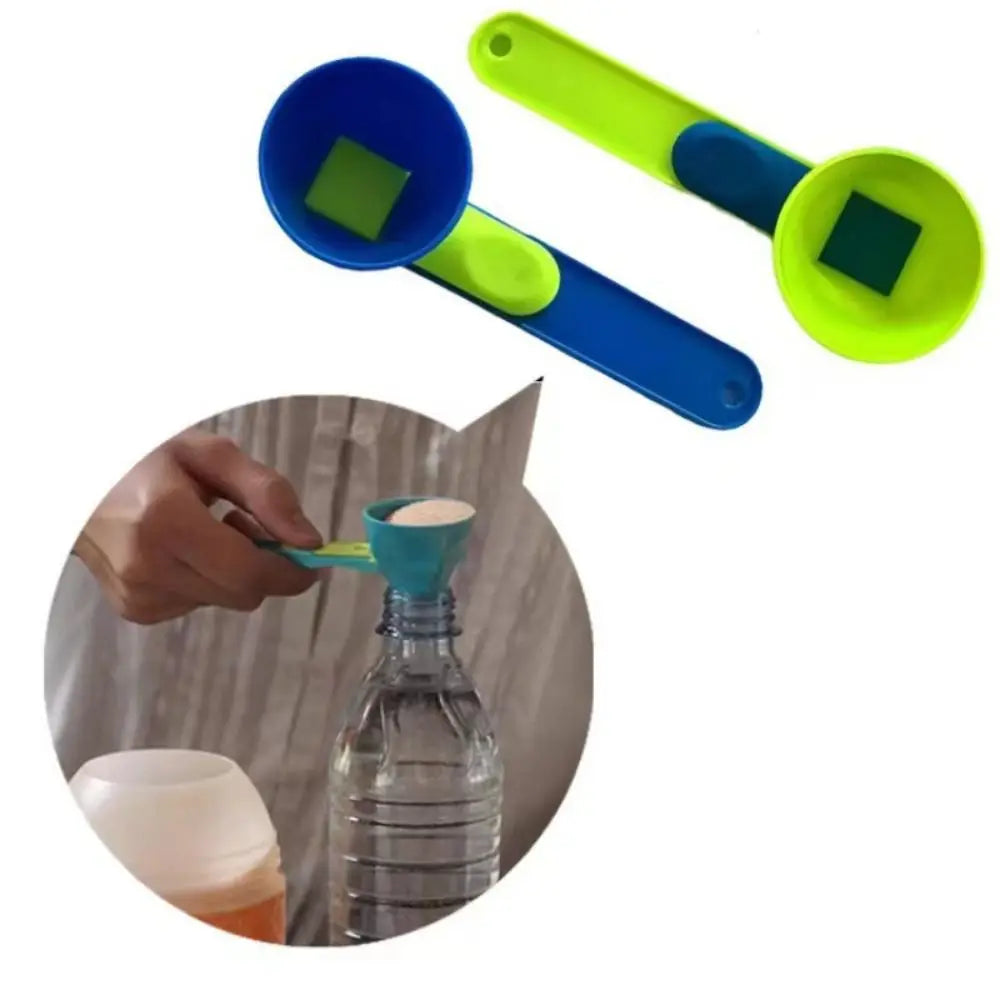 Creative Flling Coffee Scoop Funnel Plastic 2 in 1 Sliding Design Sliding Scoop Funnel Reusable Measuring Spoon Kitchen Gadgets