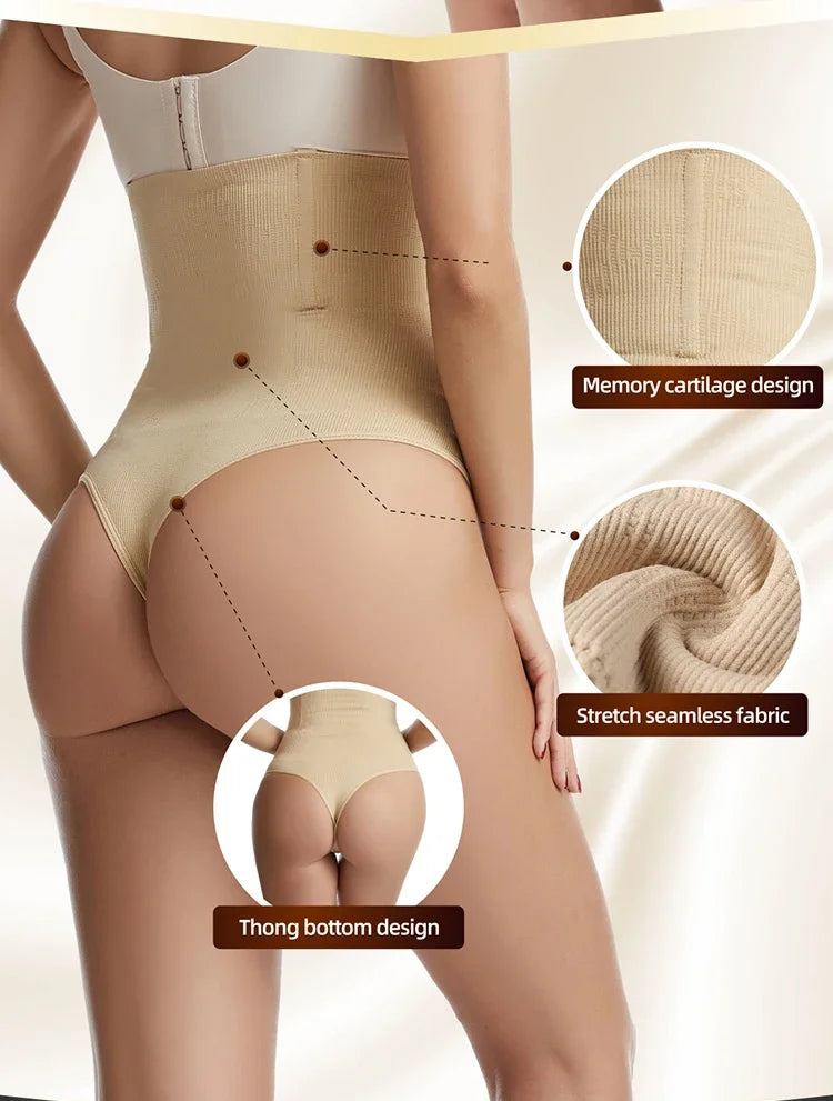 Women High Waist Body Recovery Slimming Underwear Tummy Control Panties Sexy Seamless Shapewear Thong Hip Lifting Corset