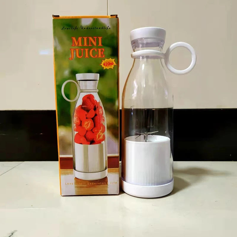 420ml Wine Bottle Electric Juicer Mini Portable Blender Fruit Mixers 6 Blades Charging Juicer Cup Small Household Juicer Blender