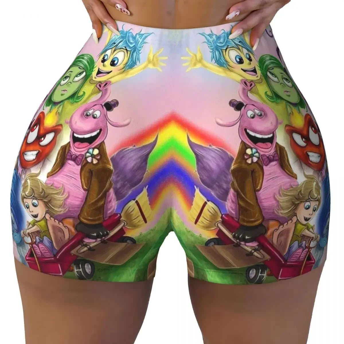 Custom Inside Out Anxiety This Is Fine Workout Volleyball Biker Shorts Women's Gym Yoga Shorts