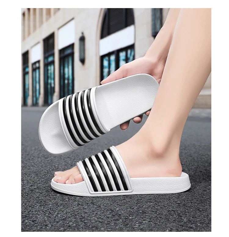 Men's Slides Sandals EVA Foam Comfortable Non-Slip Women's Massage Slippers for Beach Pool House Indoor Outdoor Shower