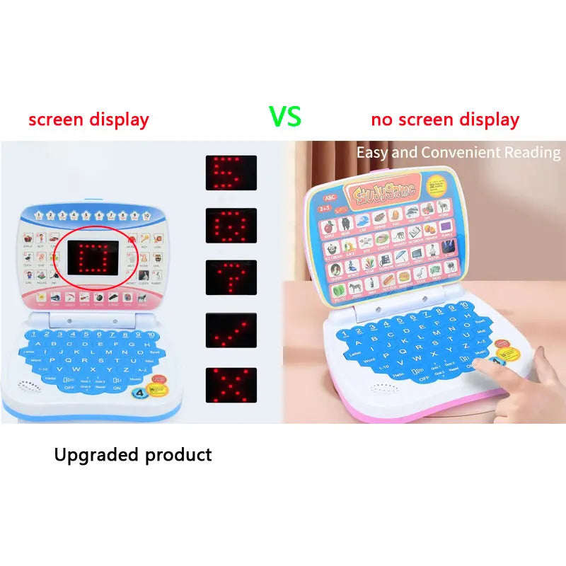 English Learning Small Laptop Toy for Kids 2-3 Years. Boys and Girls Computer for Aphabet ABC.Numbers.Words.Spelling.Maths.Music