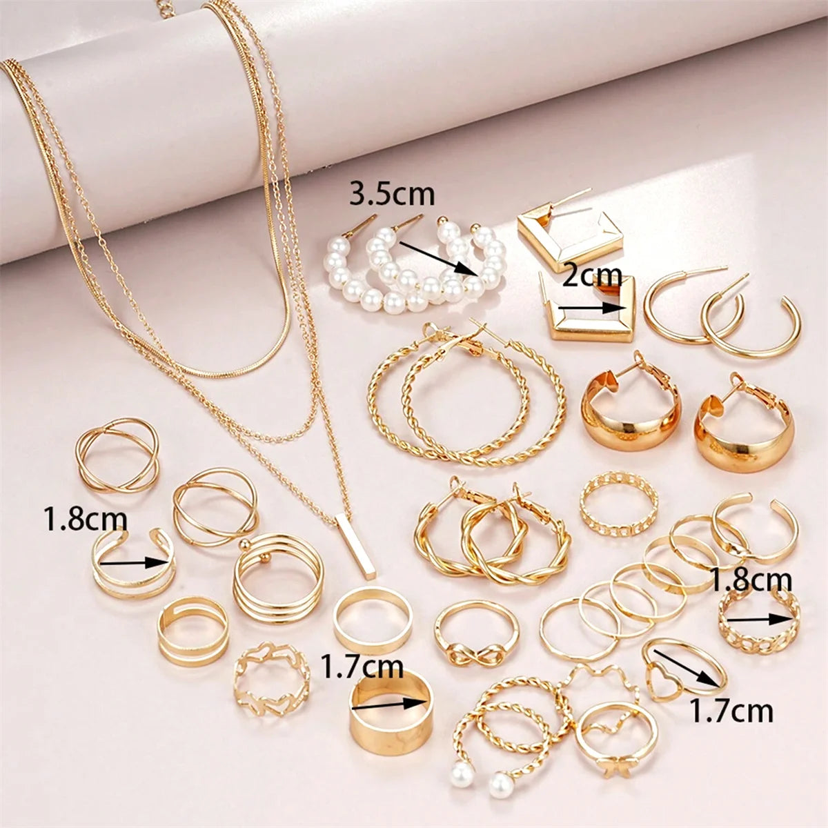 29 Piece Alloy Metal Style Women Earring Necklace Ring Earring Jewelry Set Women Daily Party Versatile Fashion Accessories