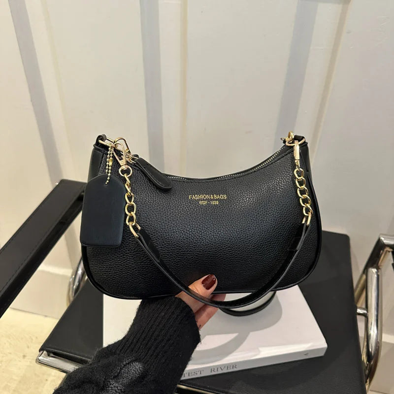 Cherry Pendant Shoulder Bag Women Light Luxury New High-end Women's Bag Soft Lychee Pattern Underarm Bag Casual Dumpling Bag
