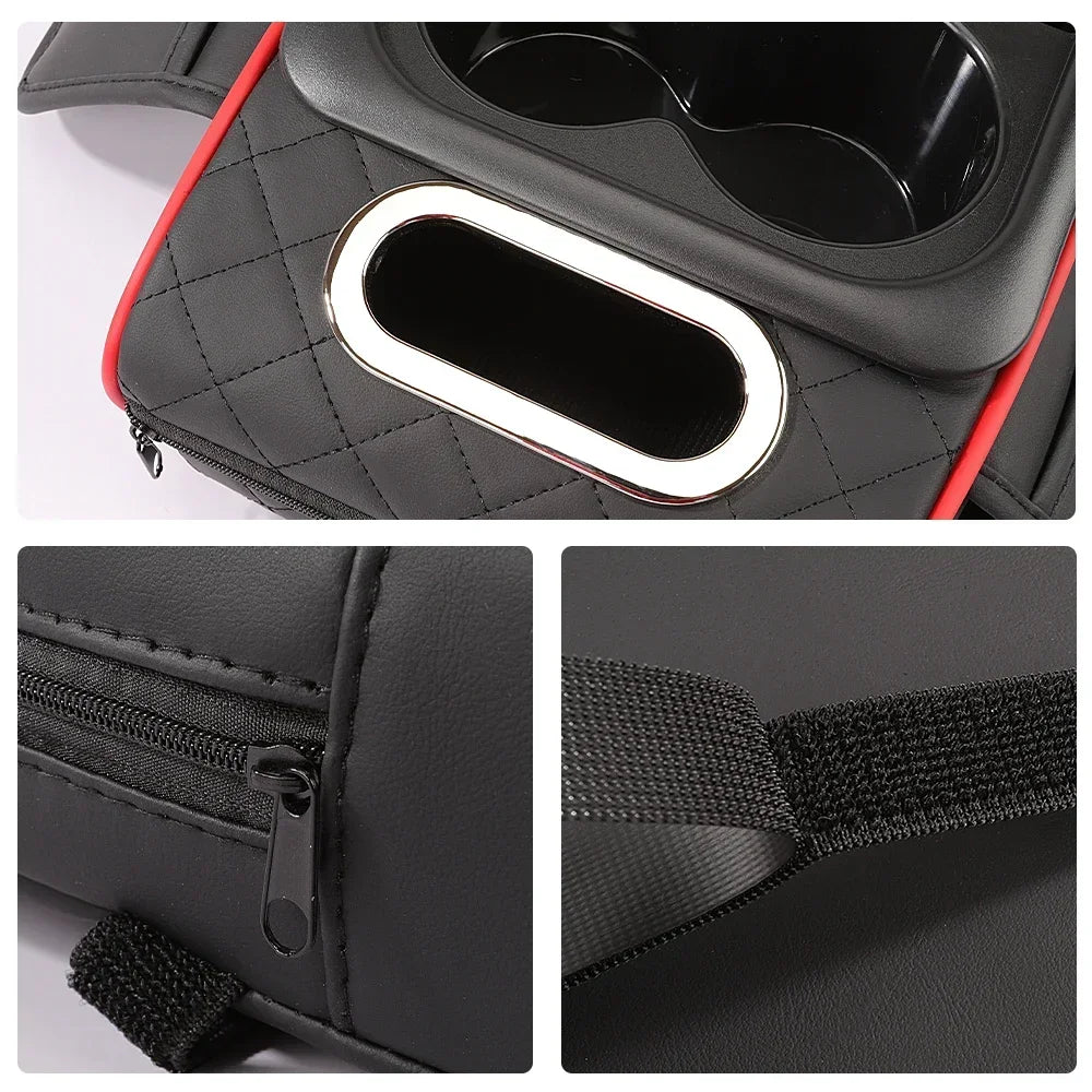 Car Armrest Box 7.5cm Thicken Height Pad Arm Rest Cushion with Pocket Tissue Cup Holder Memory Cotton Elbow Support Height Pad