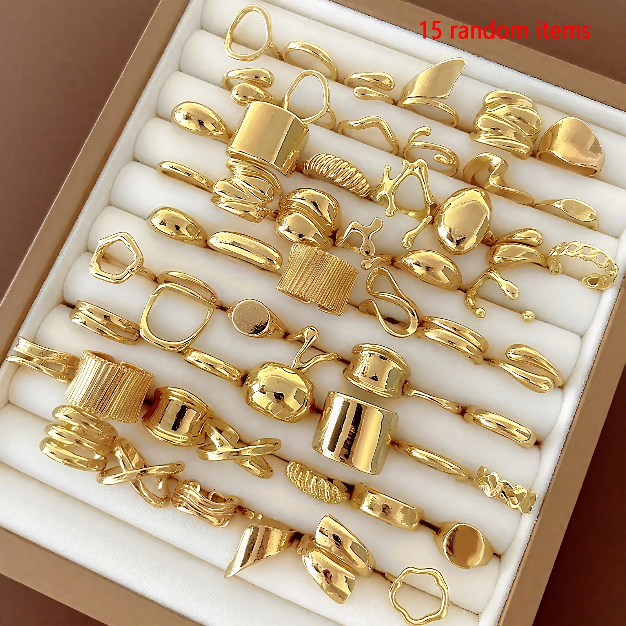 14/15 Pieces of Fashionable, Simple, Elegant, Exquisite, Retro Design, Irregular Shape, Liquid Geometric, Wide, Exaggerated, Sexy, Chubby Rings, Multi-Piece Set, Holiday, Vacation, Party, Date Gift, Daily Wear