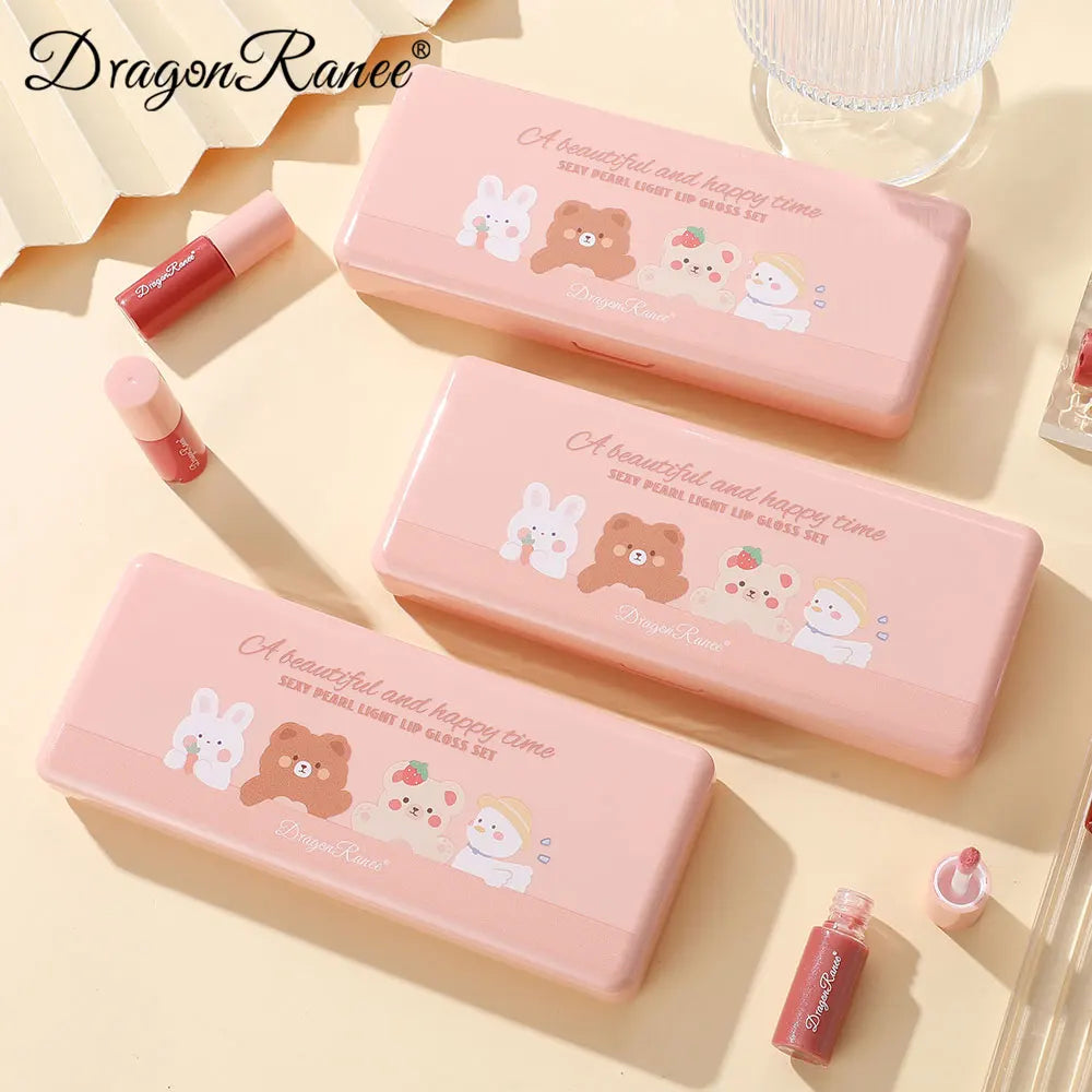 Set of 10 Fine Shimmer Lip Glosses, Easy-To-Apply Lip Glaze, Non-Stick, Non-Fading, Moisturizing, Shiny Lip Gloss, Glass Lip Gloss with Fine Shimmer and Pearlescent Effect