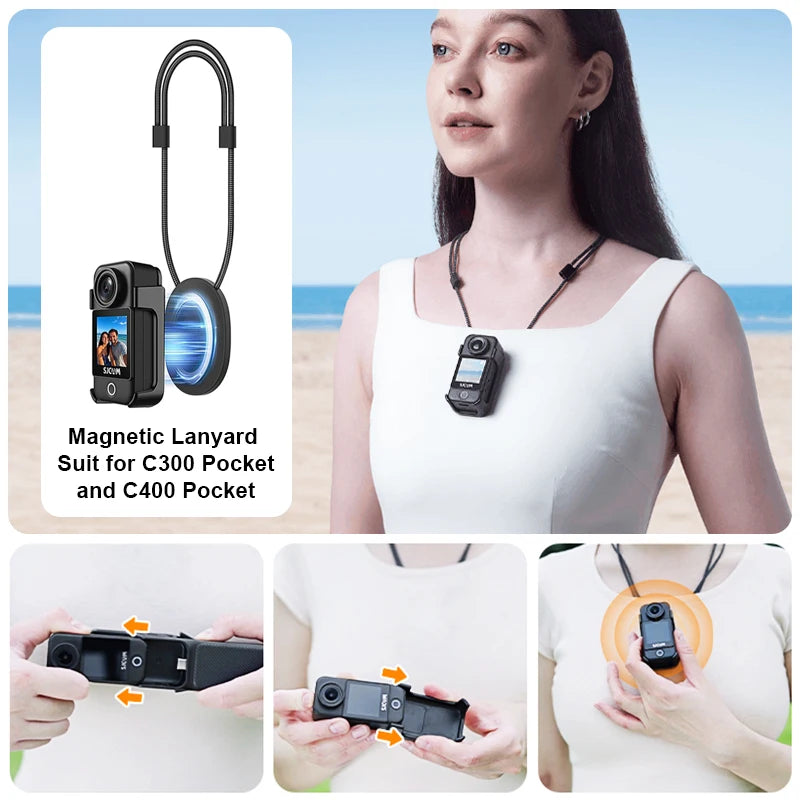 SJCAM C300 C400 Bag Magnetic Lanyard for C300 C400 Action Camera Accessories for Cycling Riding Bracket Tripod Car Suction Cup