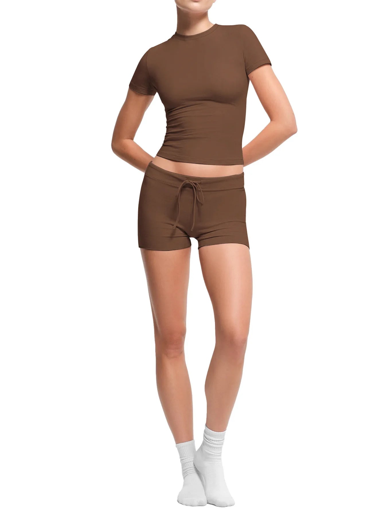Women's 2026 New Slim Fit Short Sleeve T-Shirt Set – Crewneck Casual Two Piece Outfit, Y2K Streetwear Summer Top & Pants