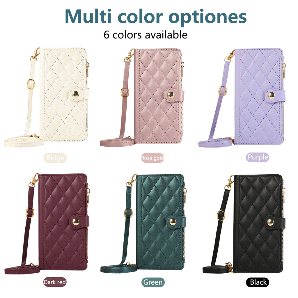 Crossbody Zipper Cards Solt Wallet Leather Case For iPhone 16 Pro Max 15 Plus 14 13 12 11 SE2022 Bag Purse Flip Book Strap Cover