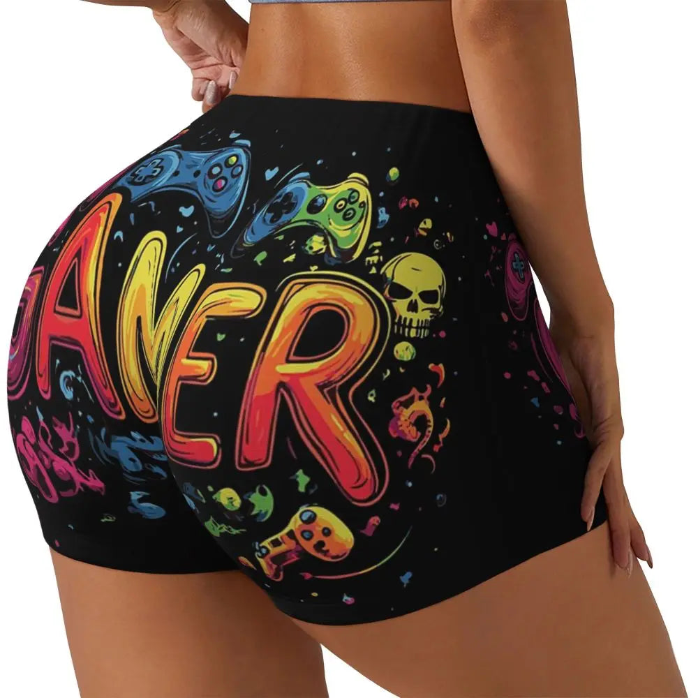 Custom Gamer Controller Video Game Gaming Gamepad Women Gym Workout Running Shorts Athletic Volleyball Biker Yoga Shorts