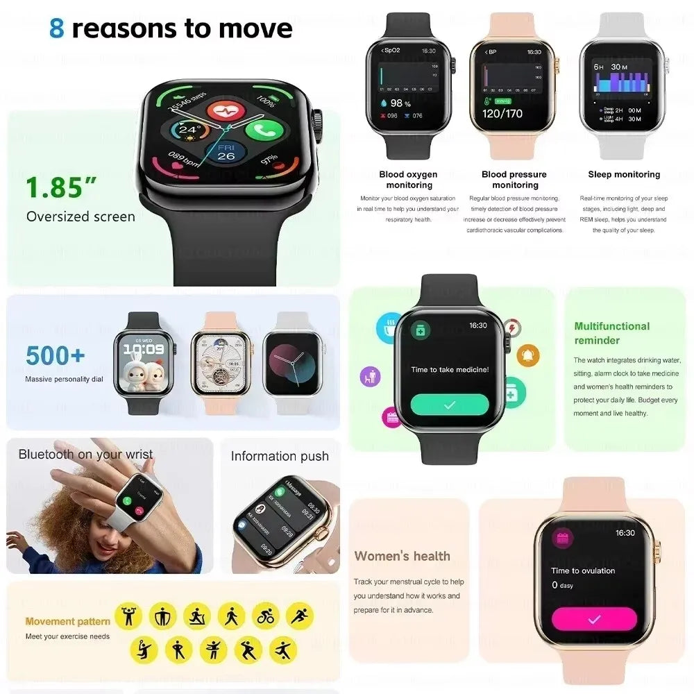 2026 New For Apple GPS Watch X 10 Smart Watch Men HD AMOLED Memory Music 3D Surround Bluetooth Call Waterproof Smartwatch Woman