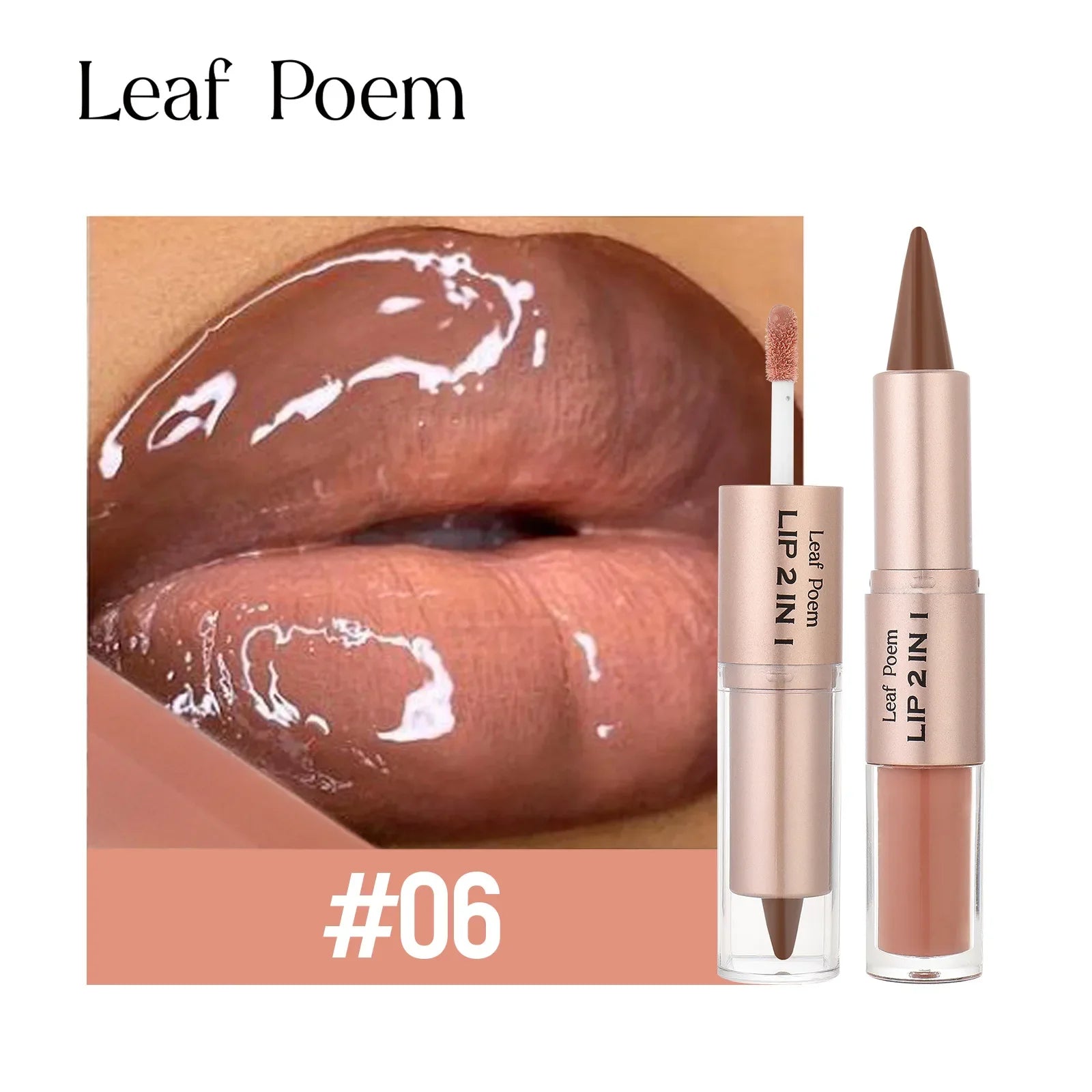 2 in1 Tapered Gradient Lipliner Pen Nude Brown Mirror Glass Lip Gloss Matte Lip Liner Waterproof Lip Contour Non Stick Makeup