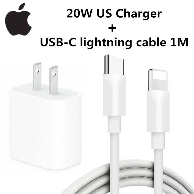 Original 20W USB-C Power Adapter For iphone 17 16 15 14 mini Pro Max Type C fast charger for Apple Cable for iPhone X 12 13 Plus
