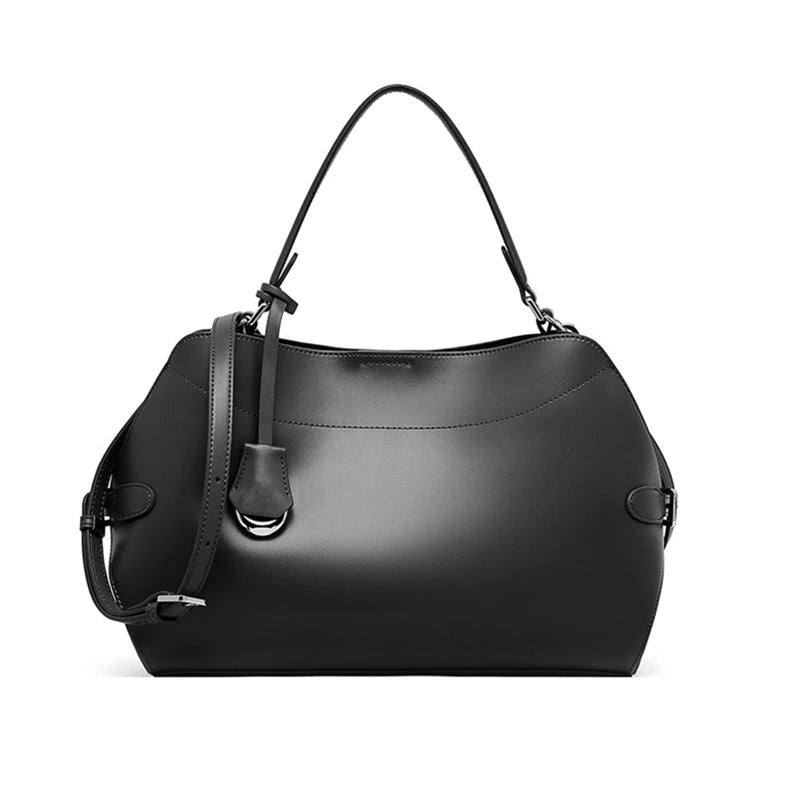 Hifashion Cowhide Genuine Leather Tote Handbags For Women 2026 Luxury Designer Shell Hobos Office Ladies Shoulder Crossbody Bags
