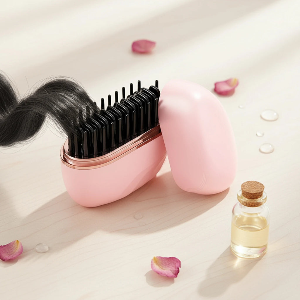Electric Heating Straightener Portable Hair Straightener Brush Anti-Scald Shel Cordless Rechargeable Straightener For Women Men