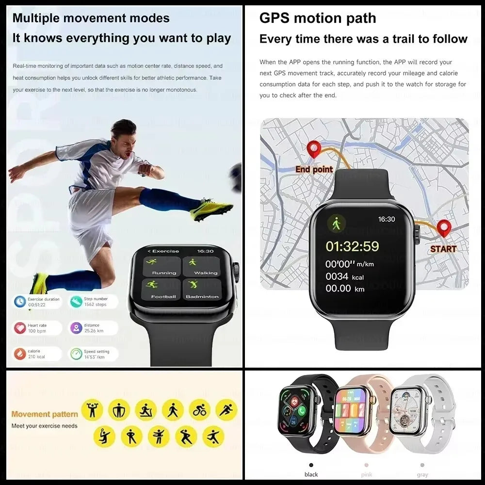 2026 New For Apple GPS Watch X 10 Smart Watch Men HD AMOLED Memory Music 3D Surround Bluetooth Call Waterproof Smartwatch Woman