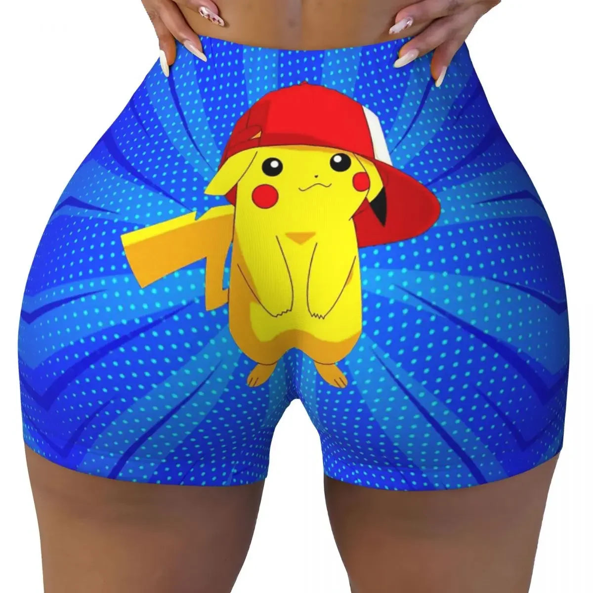 Custom Kawaii Pikachus Anime Volleyball Biker Gym Shorts for Women Athletic Workout Yoga Shorts