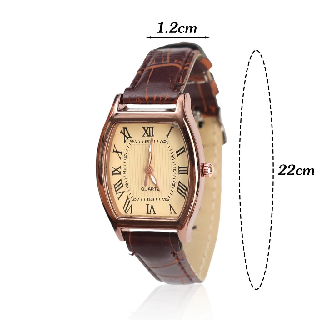 Fashion Business Watch for Women Small Ladies Wristwatches Brown Retro Vintage Leather Bracelet Watch Black Quartz Wristwatches