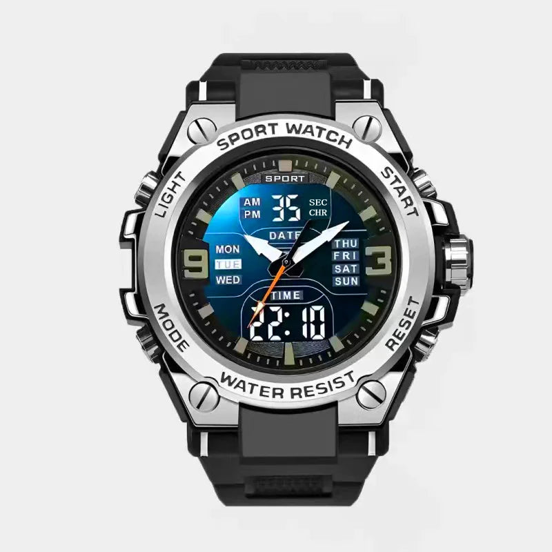 High-Quality Large Dial Led Luminous Watch for Men, Women, and Teenagers with Dual Calendar, Alarm Clock, Stopwatch, Outdoor Sports Digital and Analog Dual Display Watch