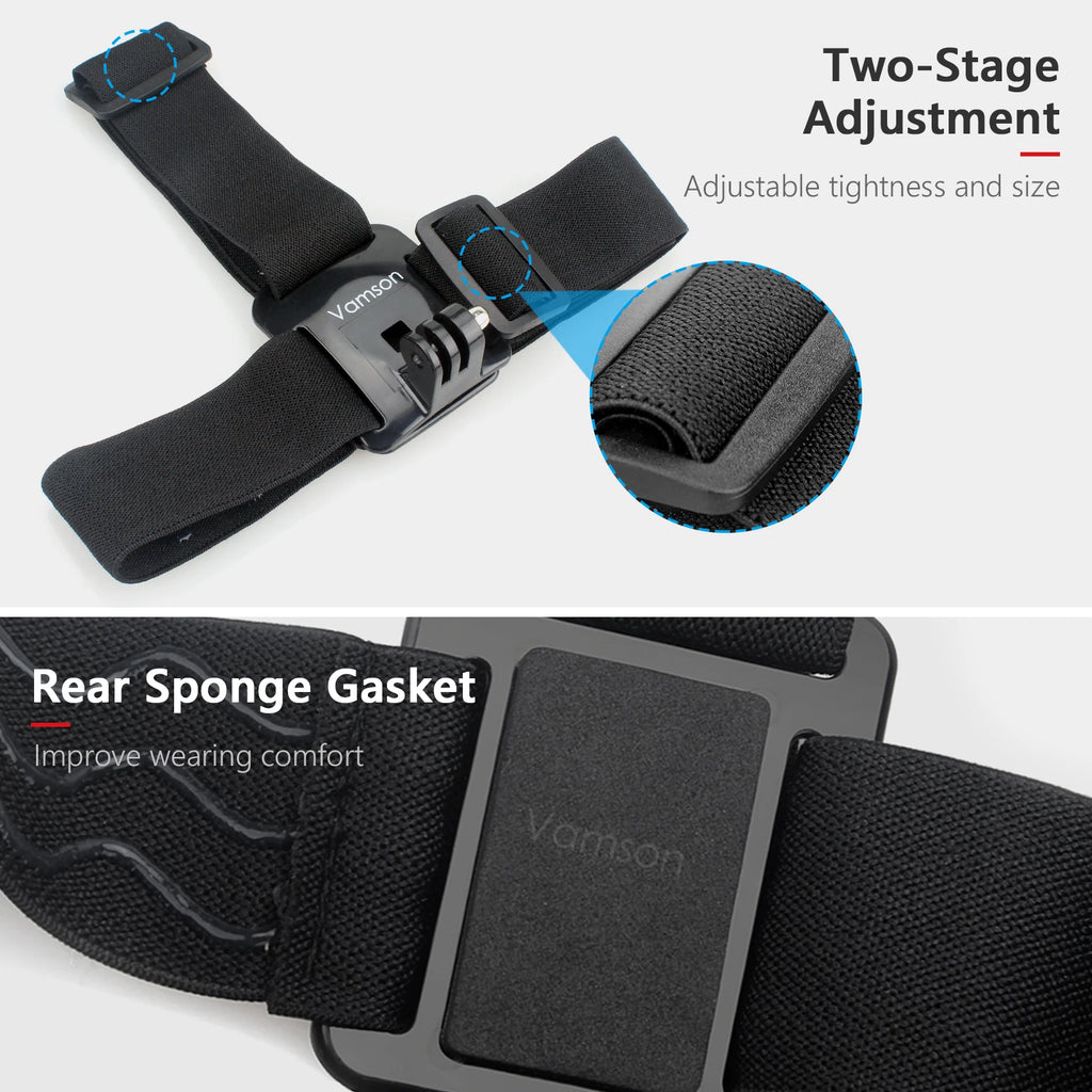 Vamson Head Strap for Gopro Hero 10 9 8 7 6 Camera Accessories Mobile Phone Clip Fix for iPhone 13 12 11 Xiaomi Samsung Huawei