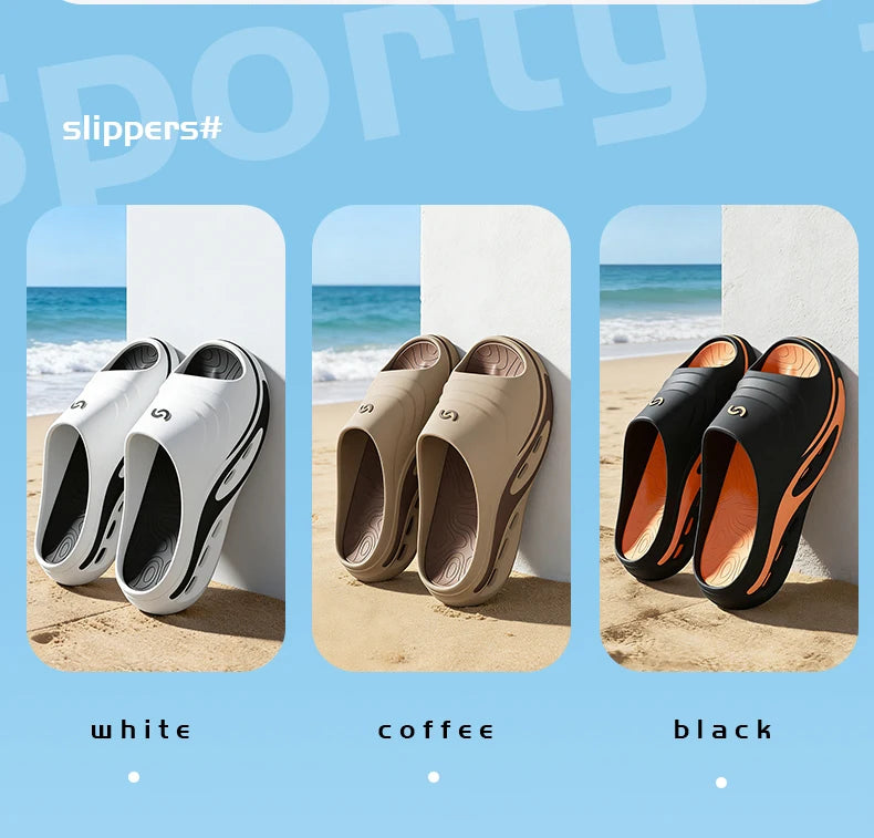 Men's Outdoor Slides Summer Thick Sole Sandals, Non-Slip Durable Beach Flip Flops, Open Toe Fashion Casual Sports Slippers