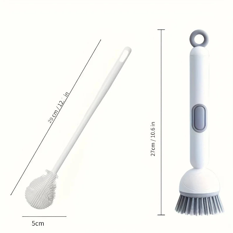 2pcs Heavy-Duty Dish Cleaning Brush Set with Detergent Dispenser - Rotating Scrubber Cup Brushe Cleaning Tools