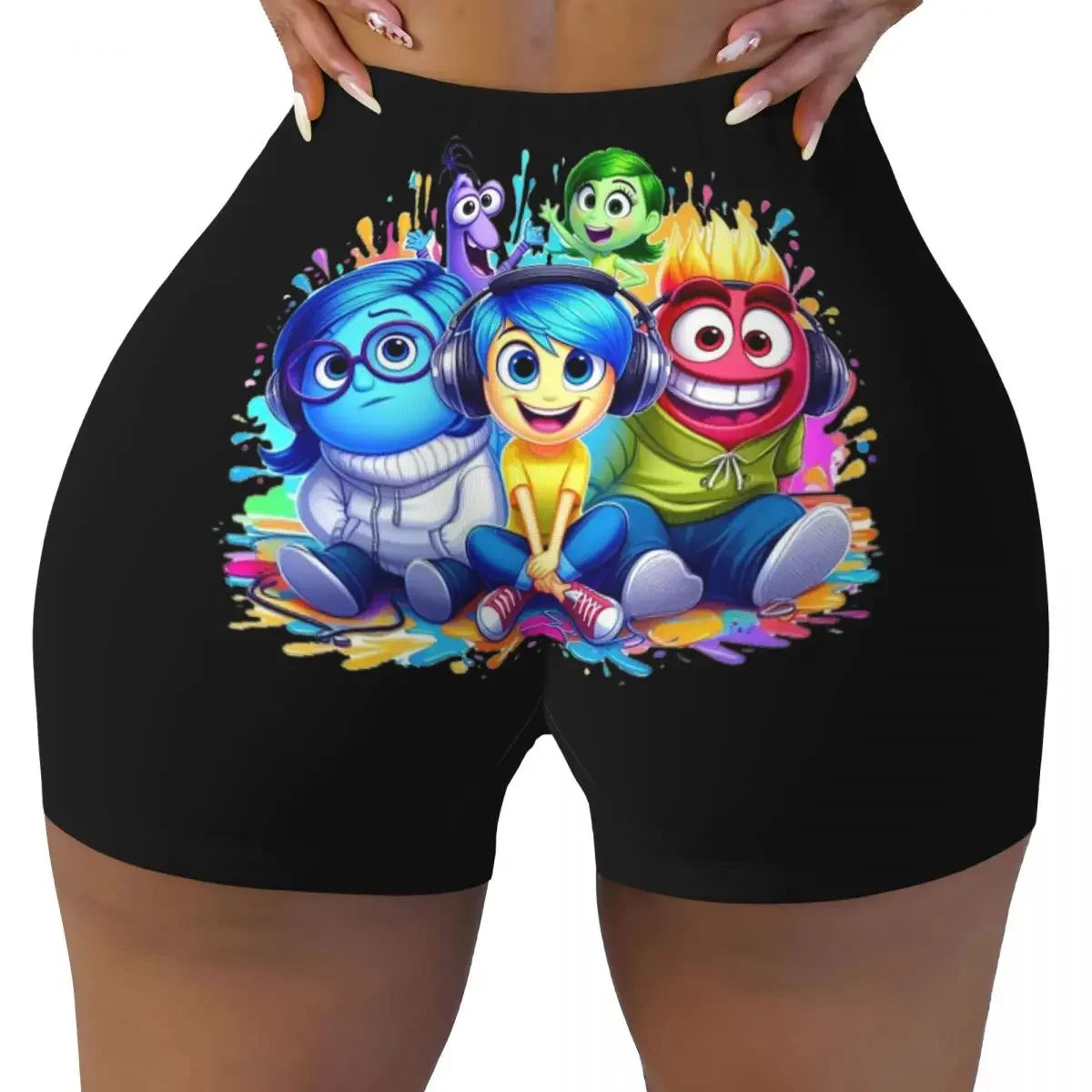 Custom Inside Out Anxiety This Is Fine Workout Volleyball Biker Shorts Women's Gym Yoga Shorts